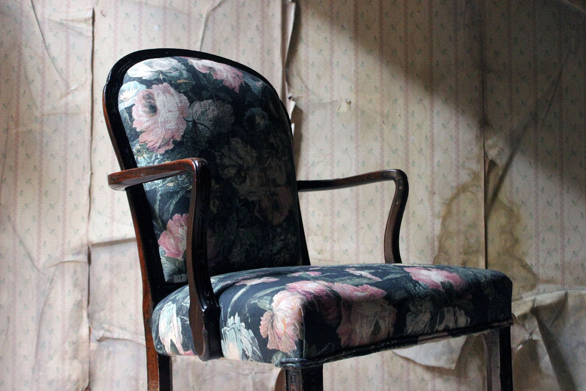 A George III Chinese Chippendale Mahogany & Upholstered Open Armchair c.1780
