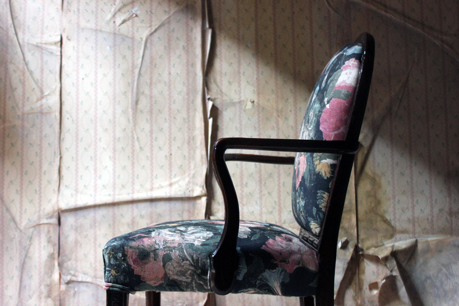 A George III Chinese Chippendale Mahogany & Upholstered Open Armchair c.1780