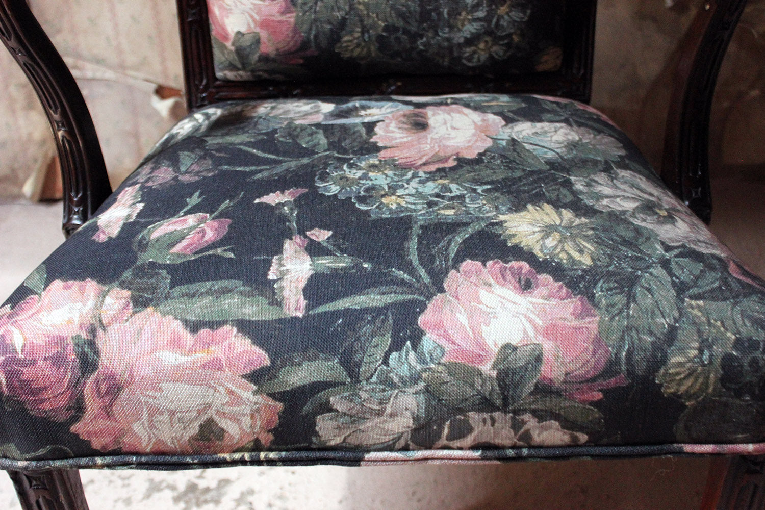 A George III Chinese Chippendale Mahogany & Upholstered Open Armchair c.1780