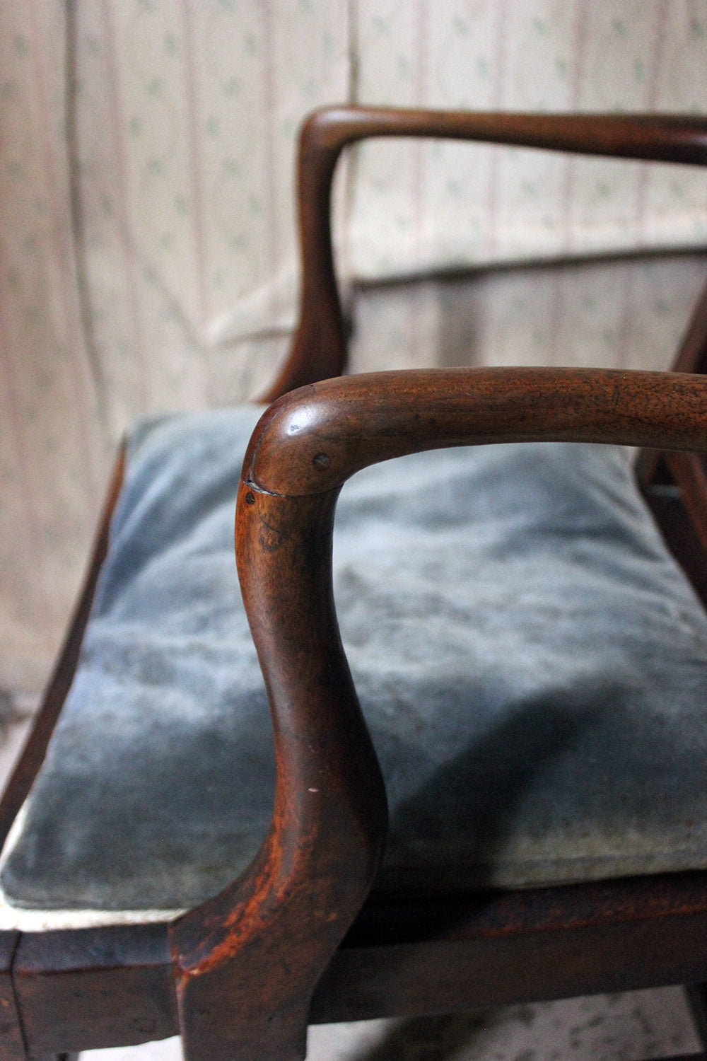 A George III Oak Open Elbow Chair c.1800