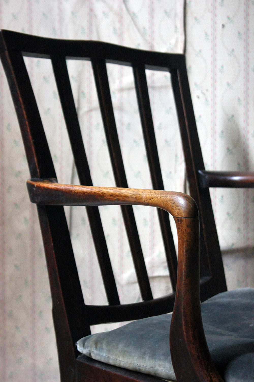 A George III Oak Open Elbow Chair c.1800
