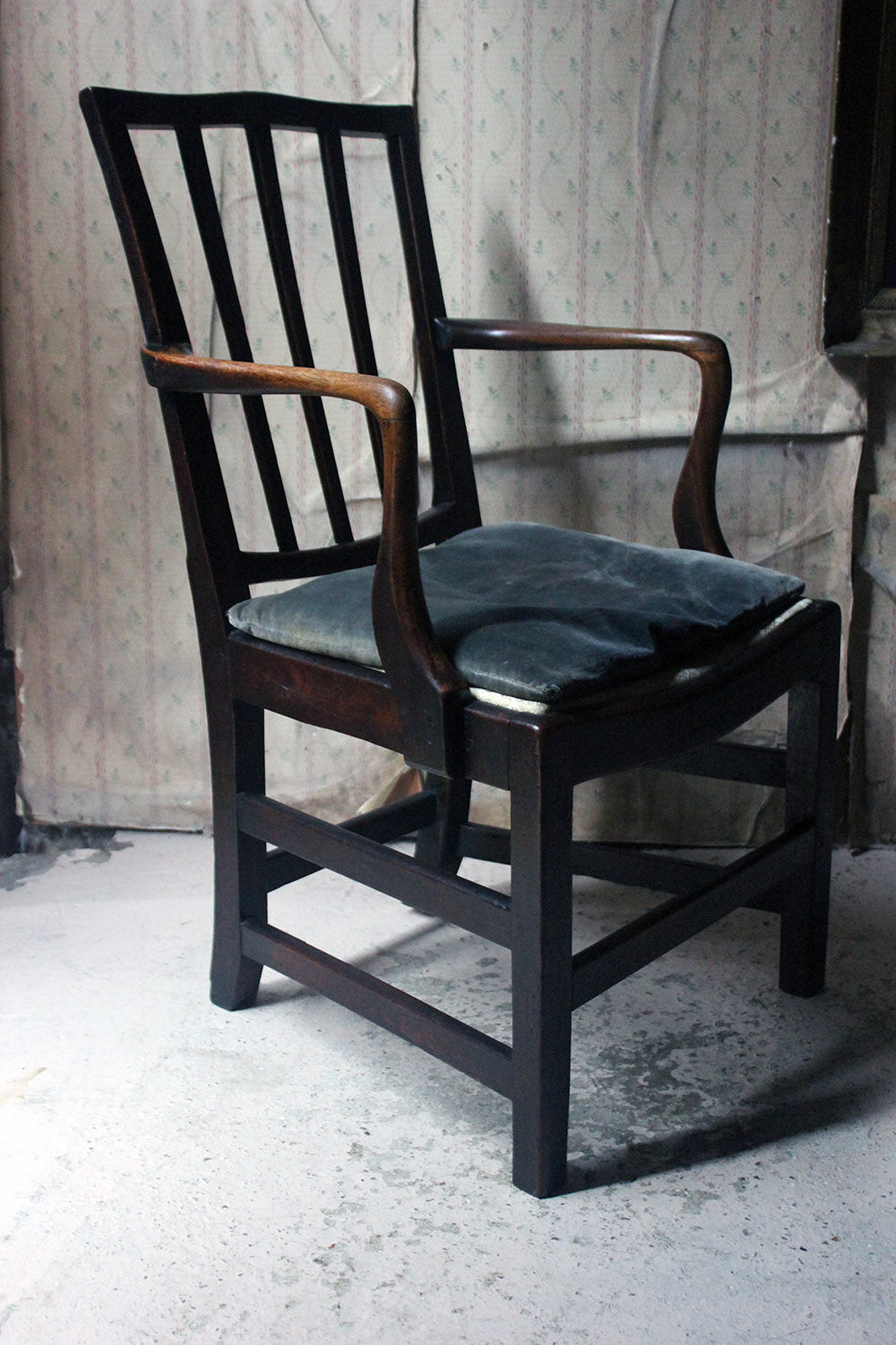 A George III Oak Open Elbow Chair c.1800