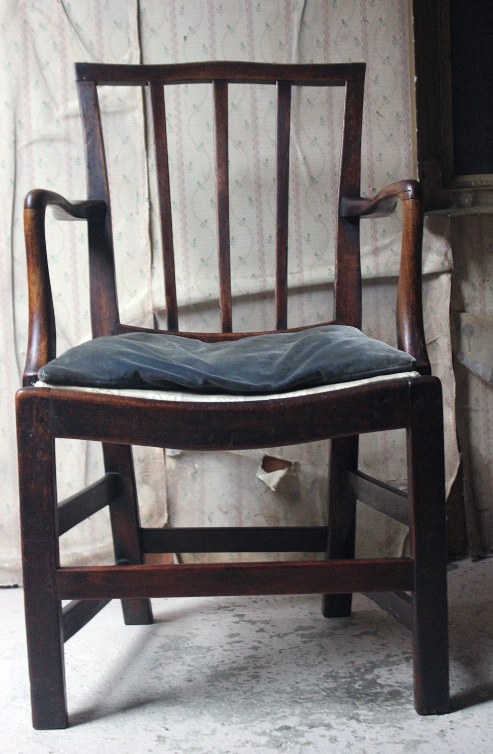 A George III Oak Open Elbow Chair c.1800