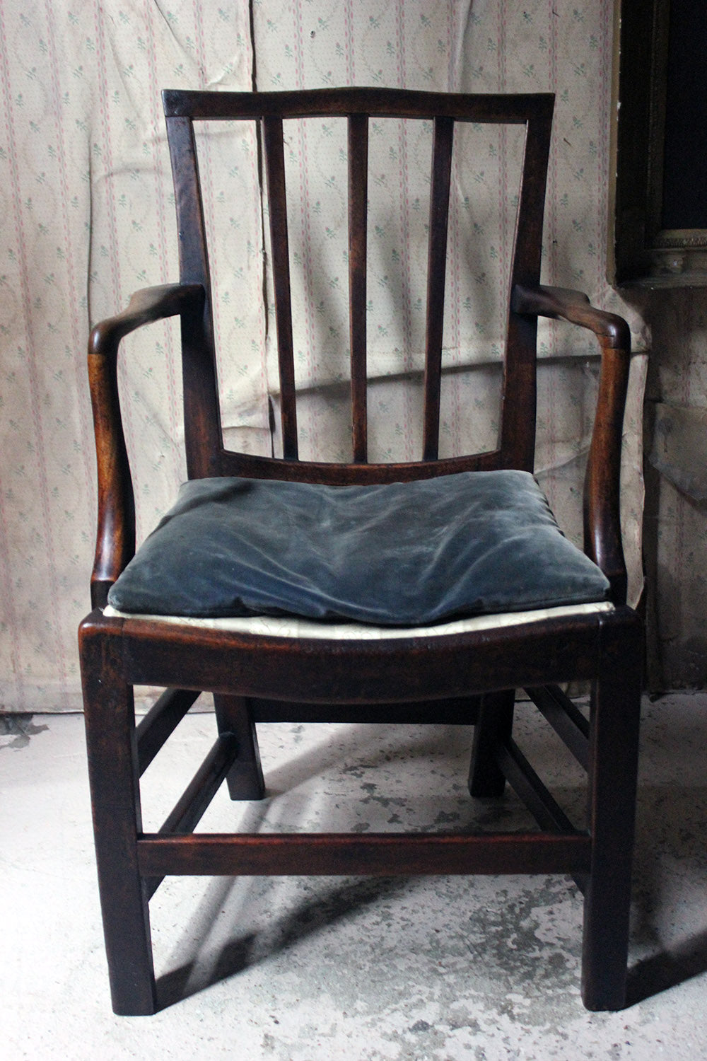 A George III Oak Open Elbow Chair c.1800