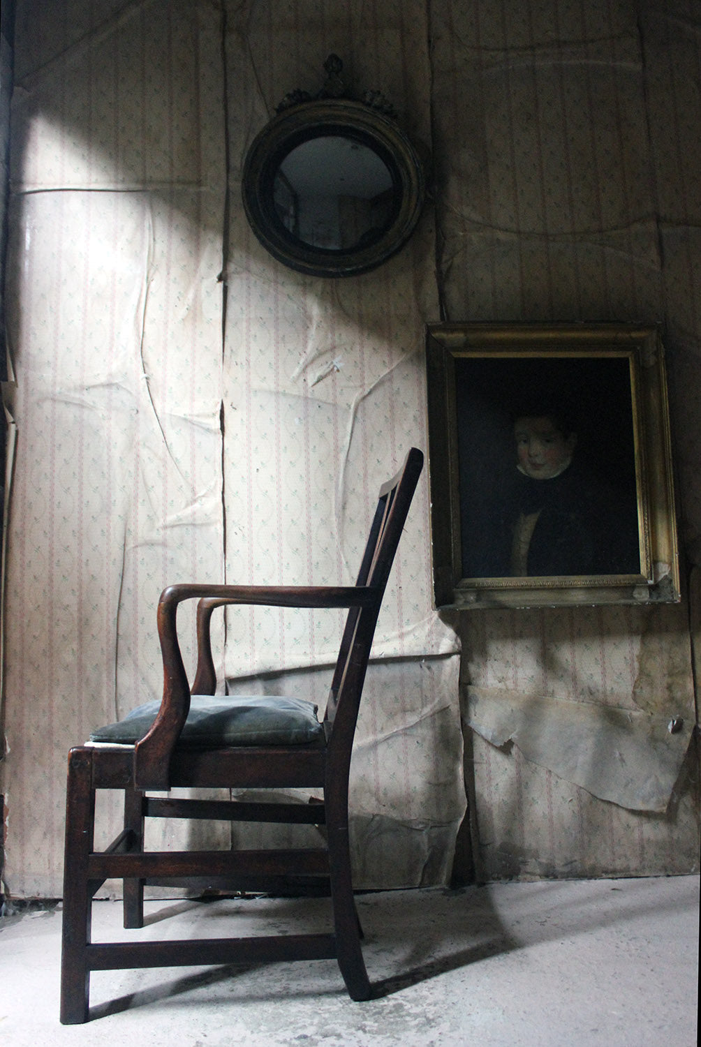 A George III Oak Open Elbow Chair c.1800