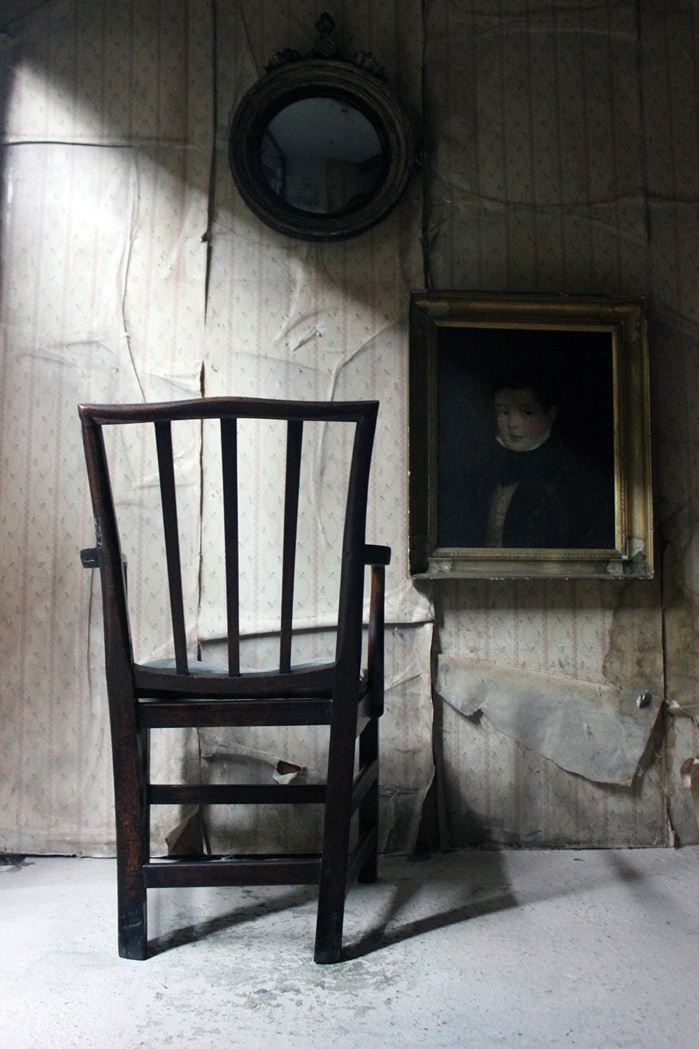 A George III Oak Open Elbow Chair c.1800