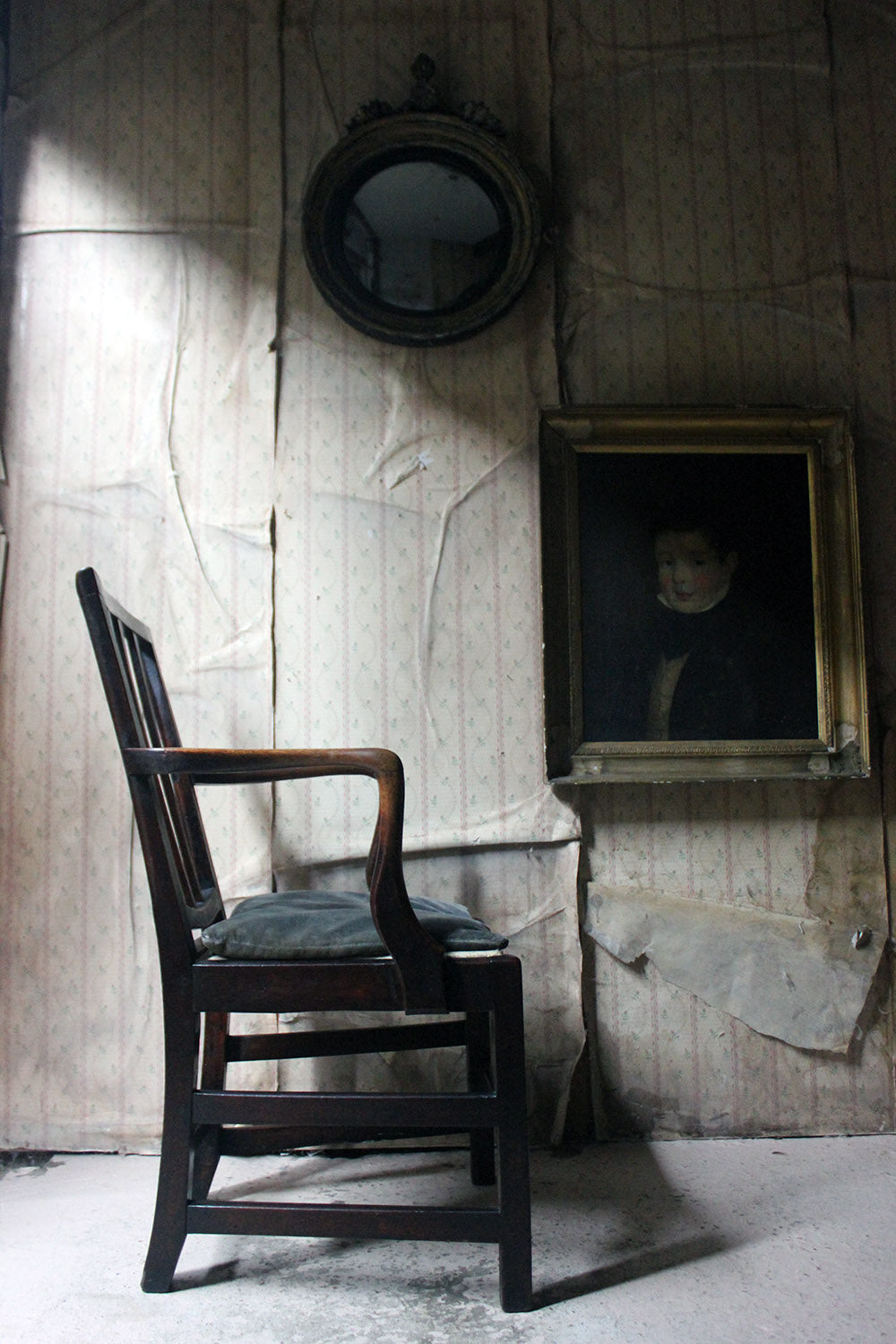 A George III Oak Open Elbow Chair c.1800