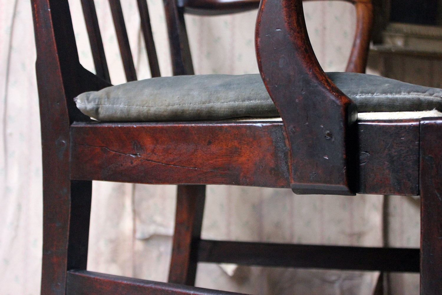 A George III Oak Open Elbow Chair c.1800