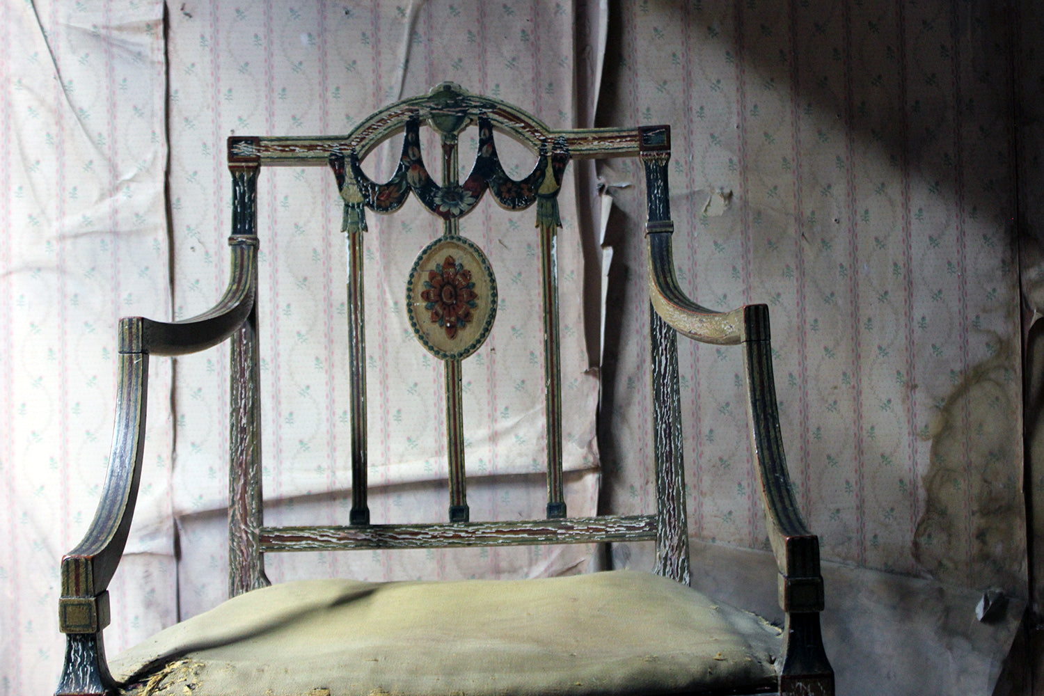 A George III Period Painted Open Armchair; Attributed to Gillows c.1790-95