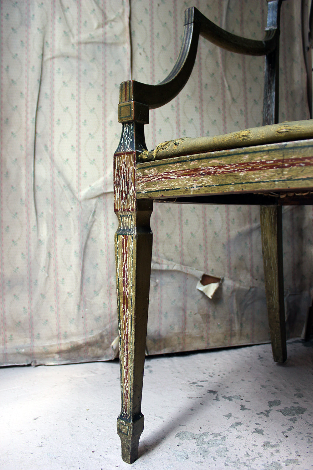 A George III Period Painted Open Armchair; Attributed to Gillows c.1790-95