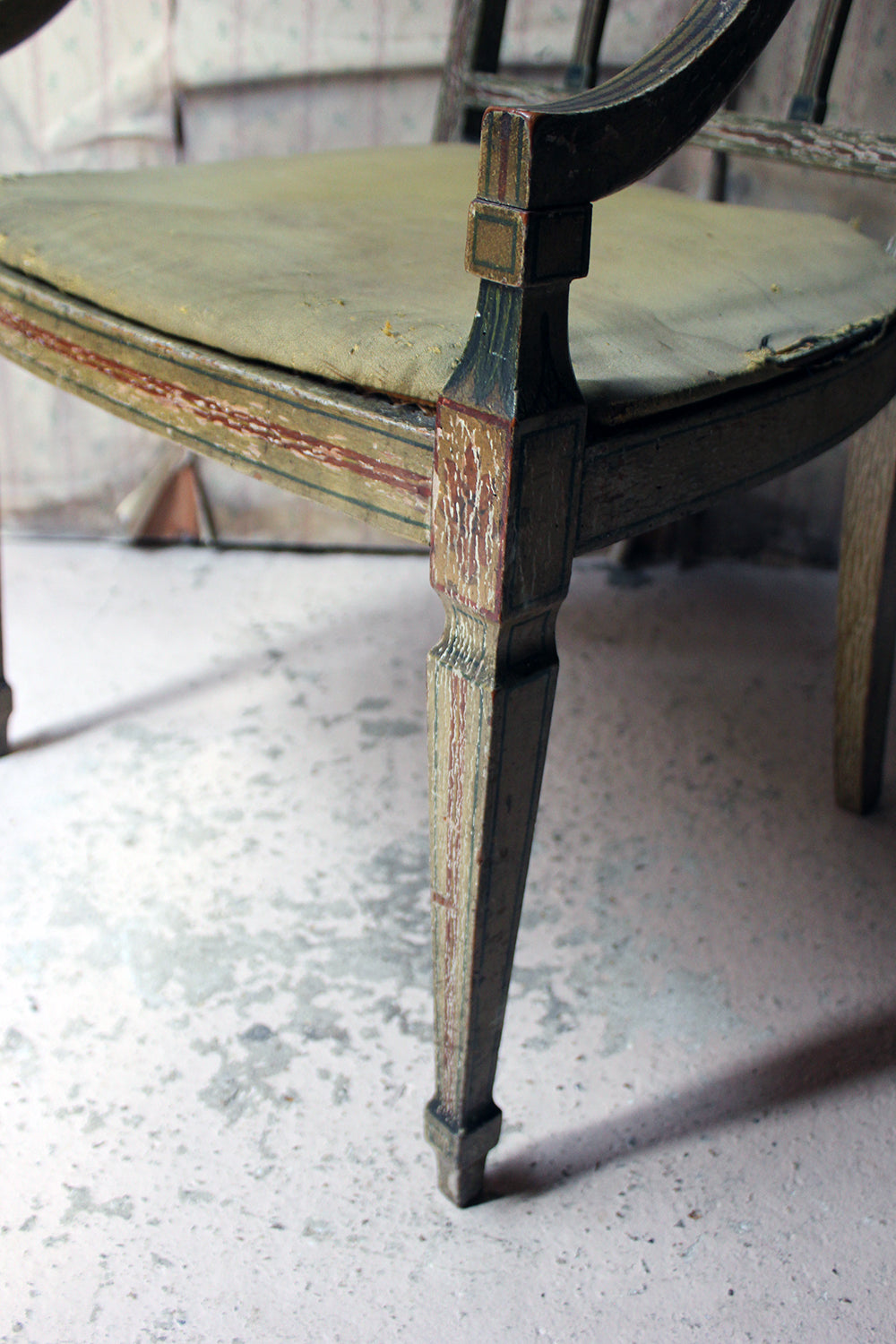 A George III Period Painted Open Armchair; Attributed to Gillows c.1790-95