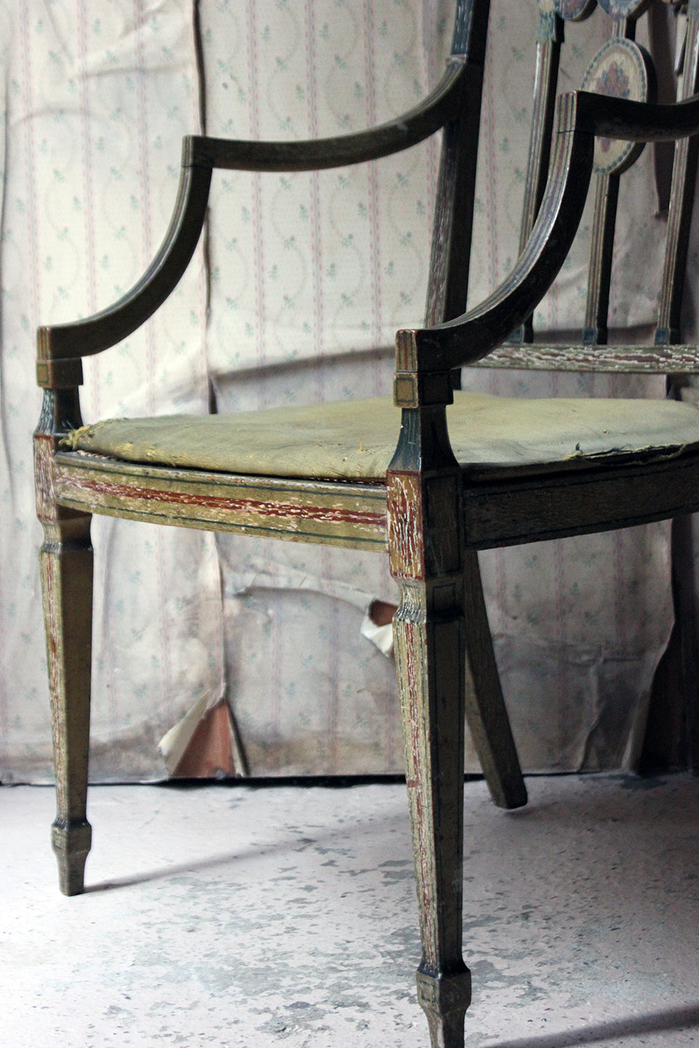 A George III Period Painted Open Armchair; Attributed to Gillows c.1790-95