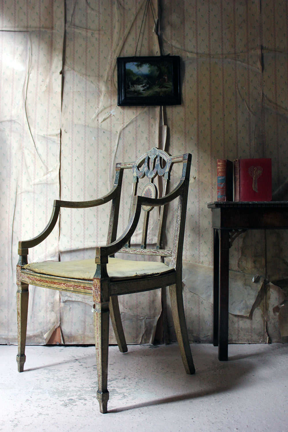 A George III Period Painted Open Armchair; Attributed to Gillows c.1790-95