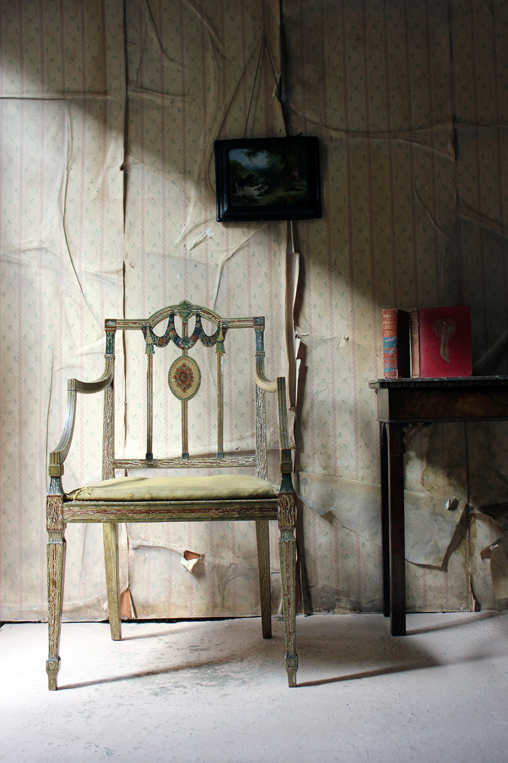 A George III Period Painted Open Armchair; Attributed to Gillows c.1790-95