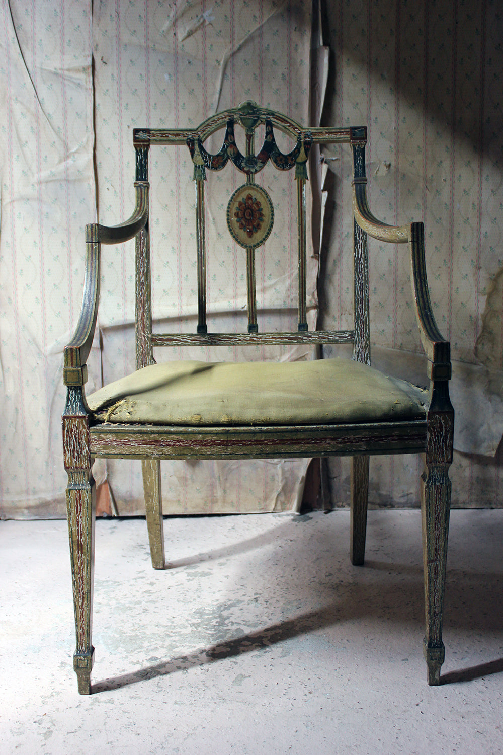 A George III Period Painted Open Armchair; Attributed to Gillows c.1790-95