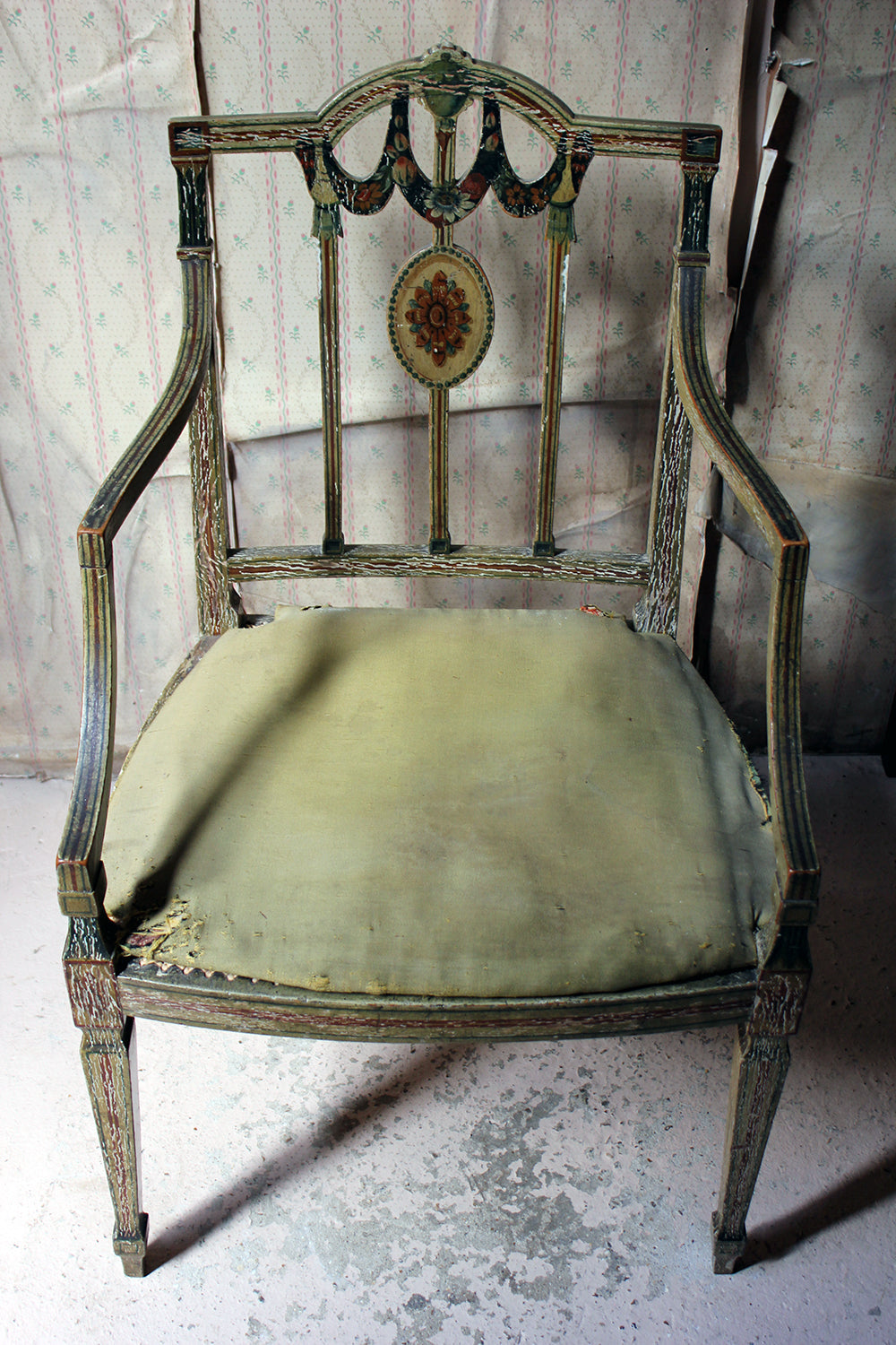 A George III Period Painted Open Armchair; Attributed to Gillows c.1790-95