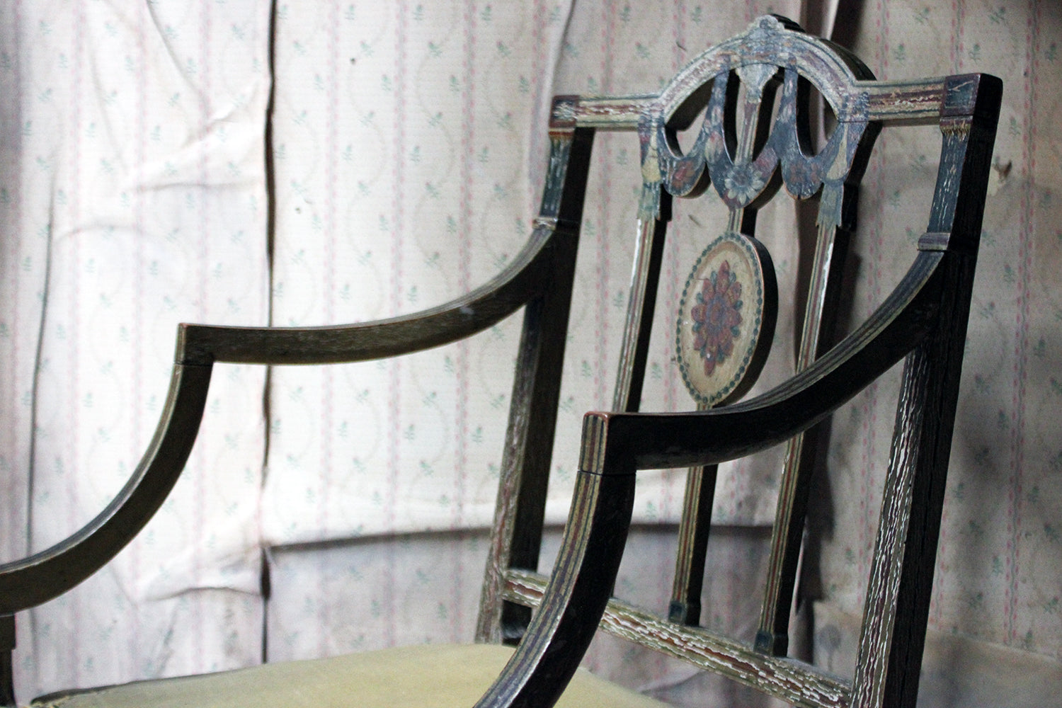A George III Period Painted Open Armchair; Attributed to Gillows c.1790-95