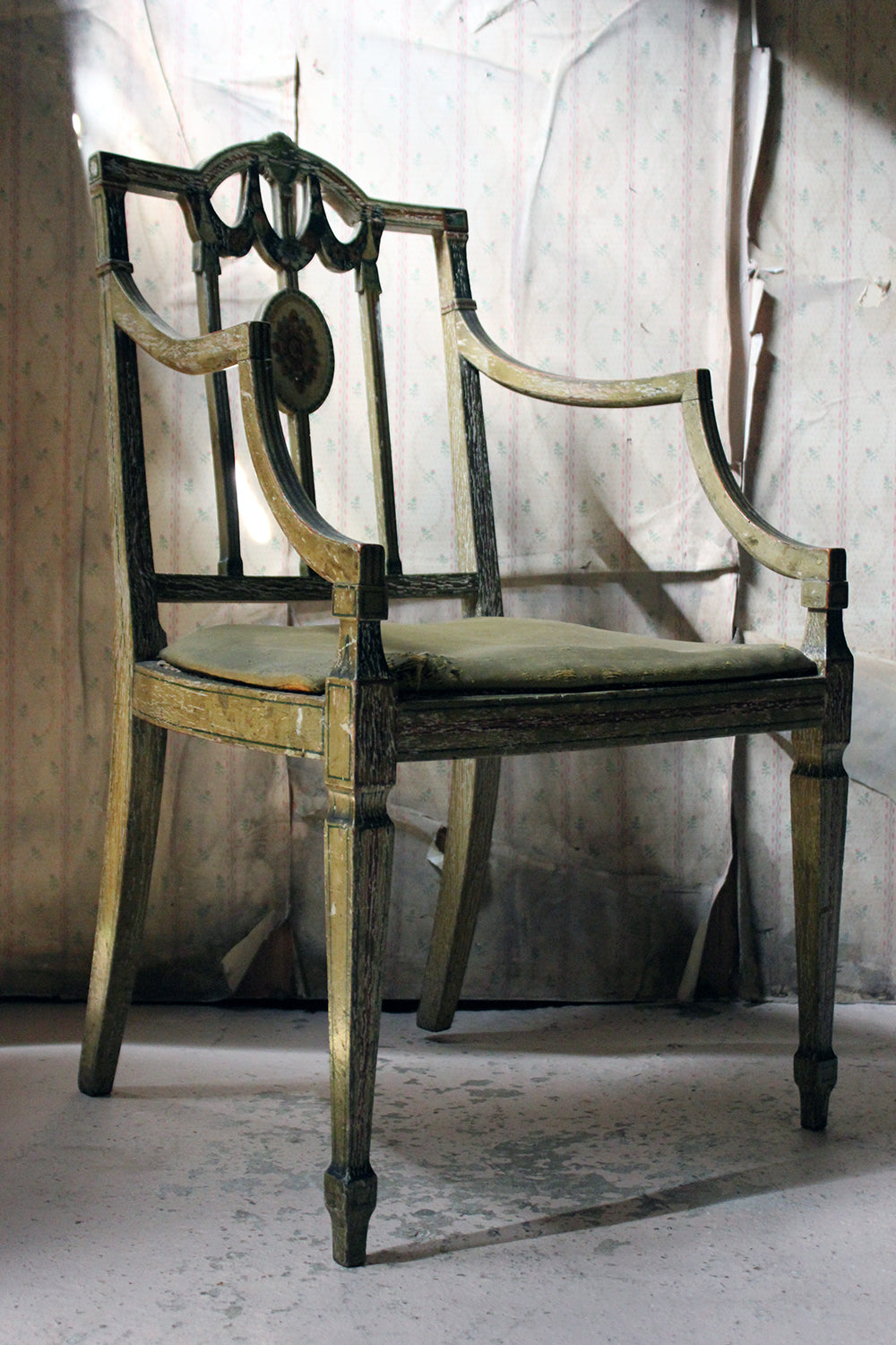 A George III Period Painted Open Armchair; Attributed to Gillows c.1790-95