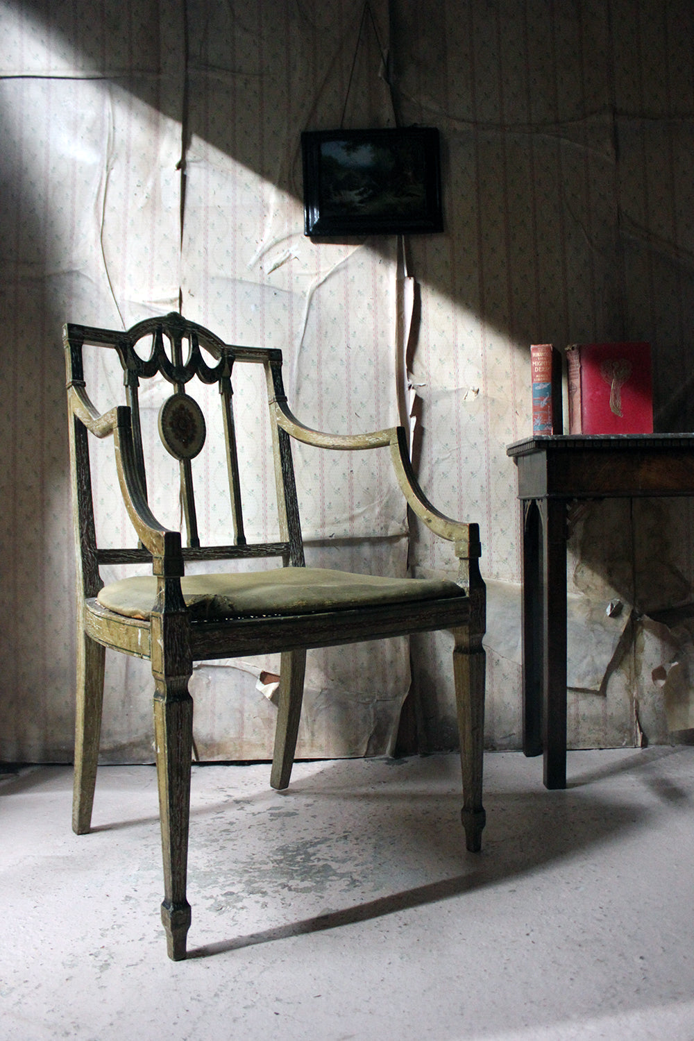 A George III Period Painted Open Armchair; Attributed to Gillows c.1790-95