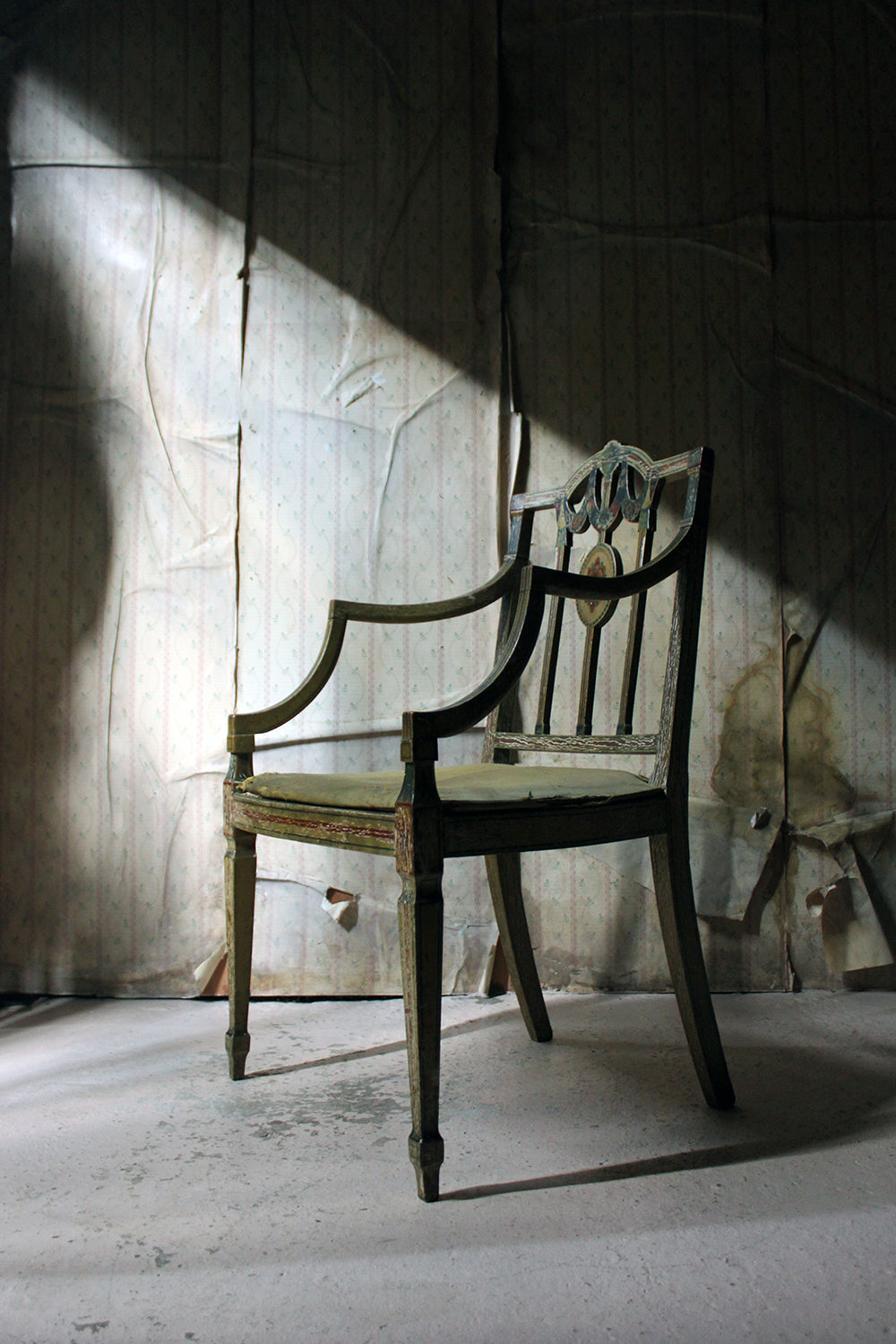 A George III Period Painted Open Armchair; Attributed to Gillows c.1790-95