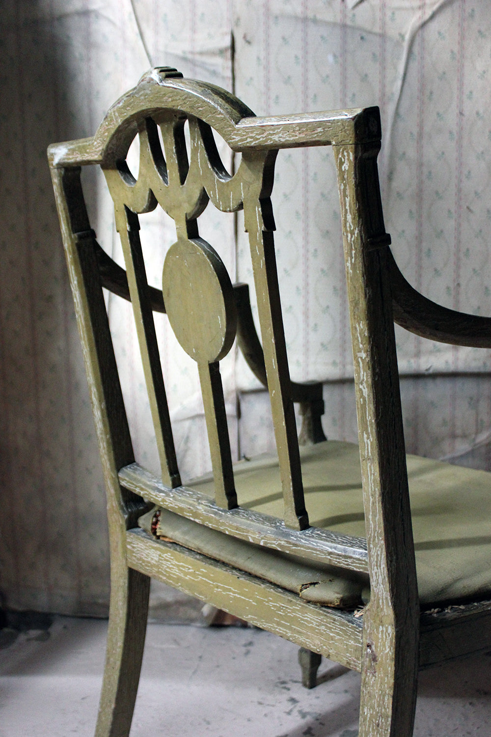 A George III Period Painted Open Armchair; Attributed to Gillows c.1790-95