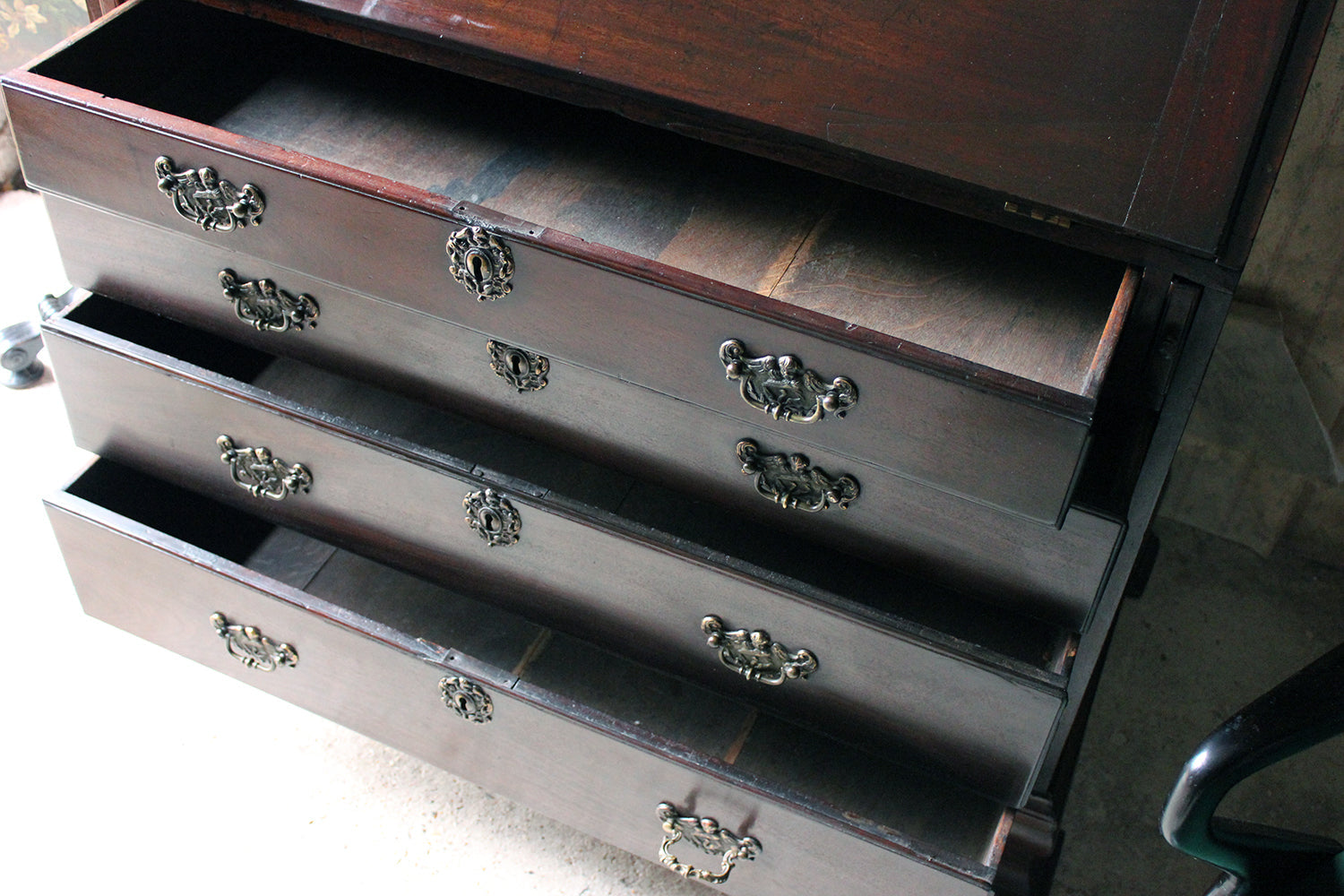 A Fine Quality Irish George II Mahogany Bureau Bookcase c.1740-50