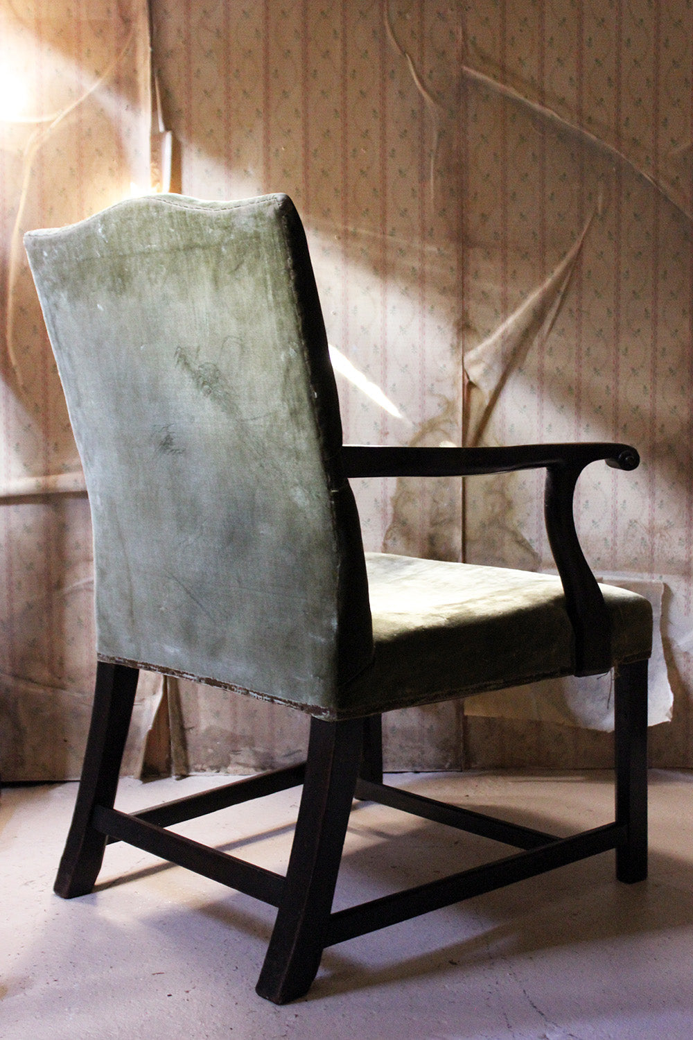A George III Mahogany & Upholstered Open Armchair c.1790