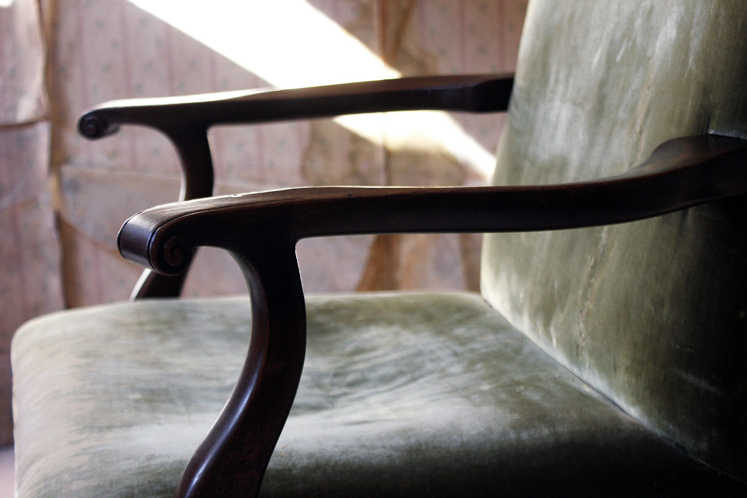 A George III Mahogany & Upholstered Open Armchair c.1790