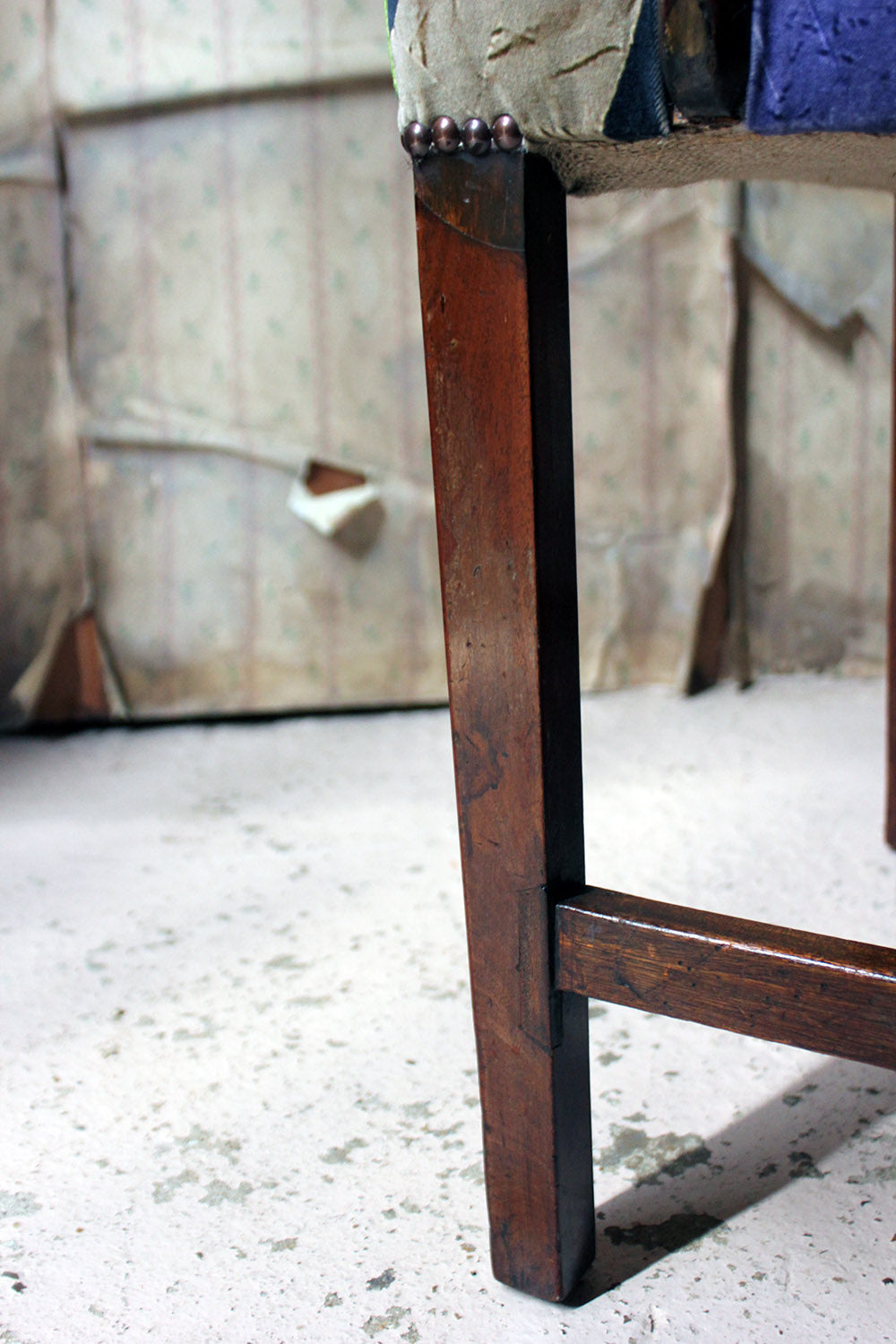A George III Chinese Chippendale Mahogany & Velvet Upholstered Cockpen Armchair c.1770