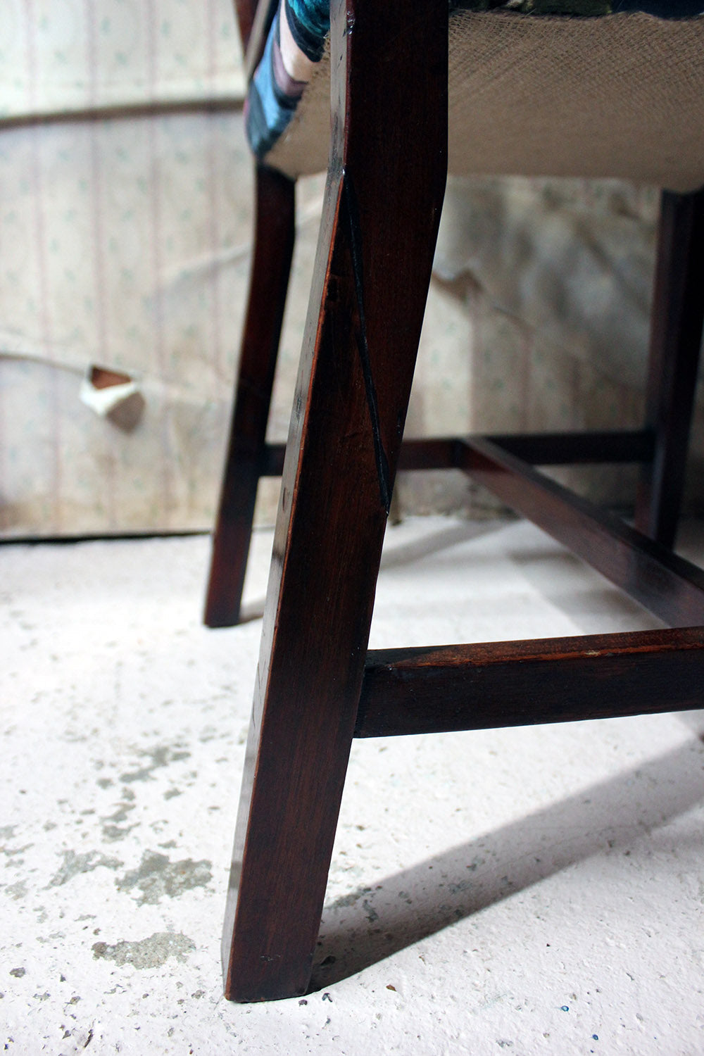 A George III Chinese Chippendale Mahogany & Velvet Upholstered Cockpen Armchair c.1770