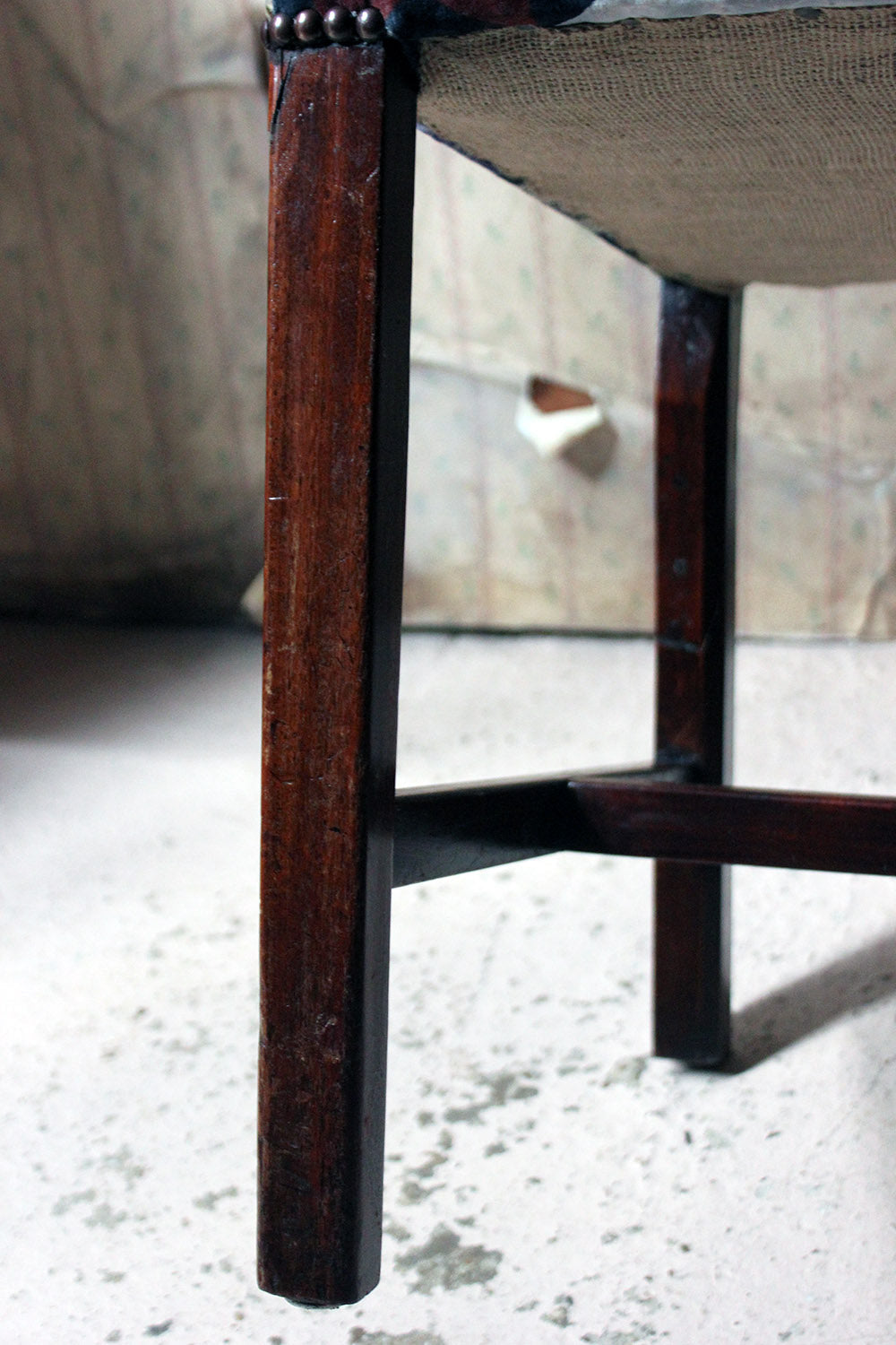 A George III Chinese Chippendale Mahogany & Velvet Upholstered Cockpen Armchair c.1770
