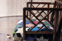 A George III Chinese Chippendale Mahogany & Velvet Upholstered Cockpen Armchair c.1770