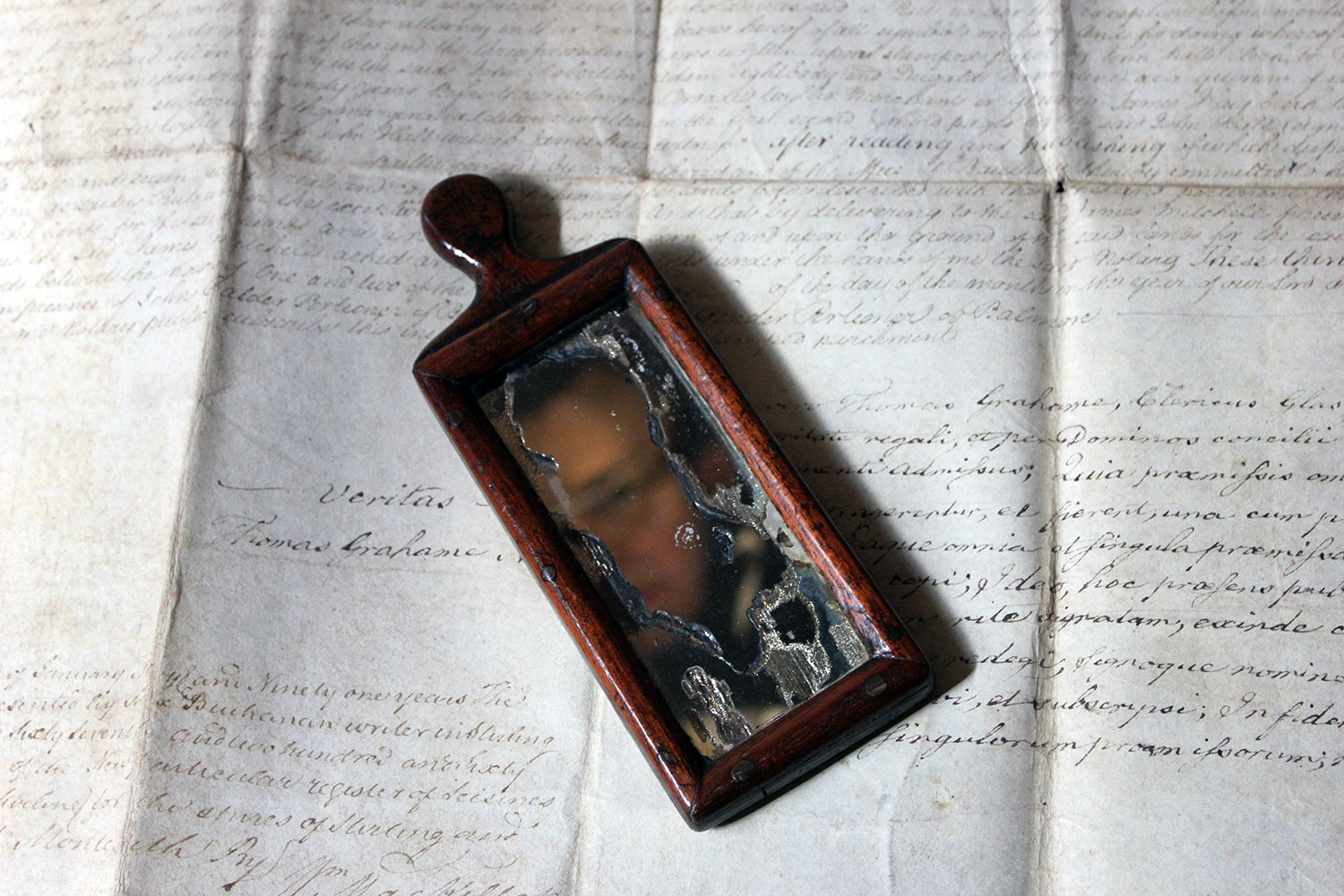 A Diminutive George III Period Hand Mirror c.1800