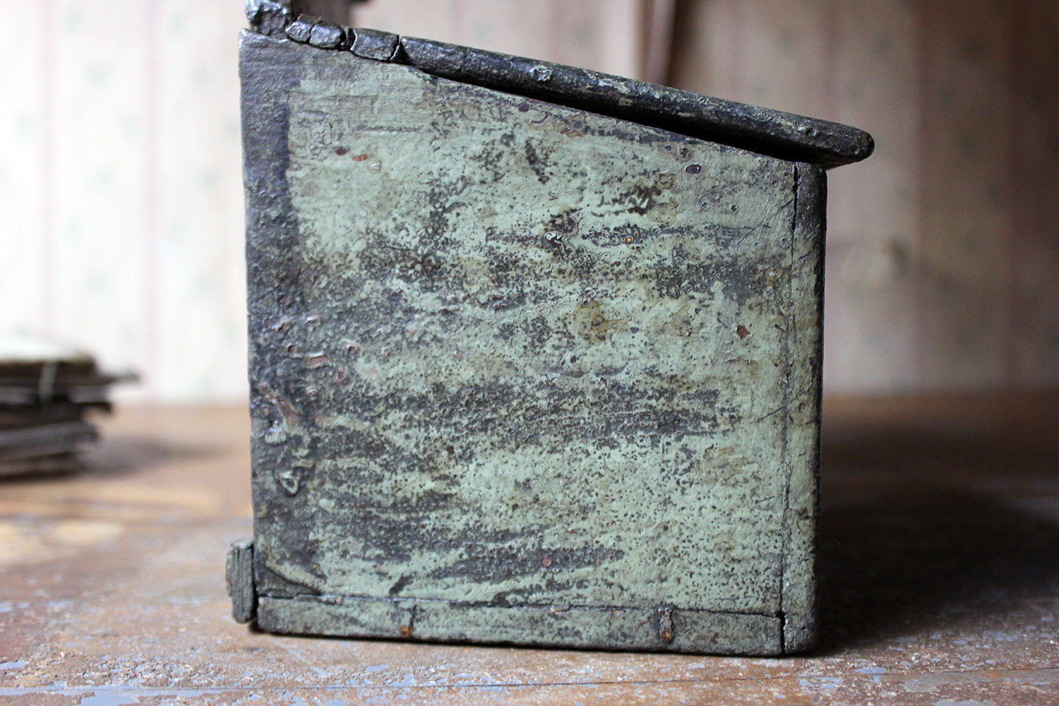 A George III Provincial Painted Oak Farmhouse Spoon Rack c.1780