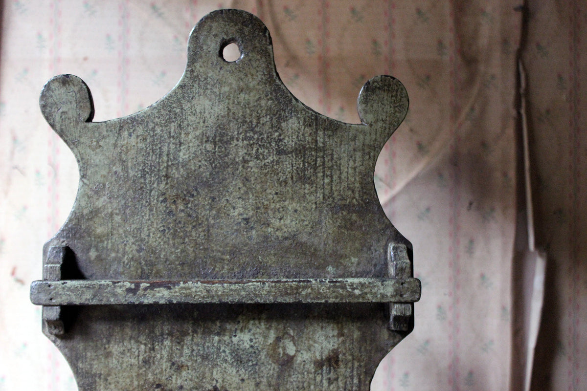 A George III Provincial Painted Oak Farmhouse Spoon Rack c.1780