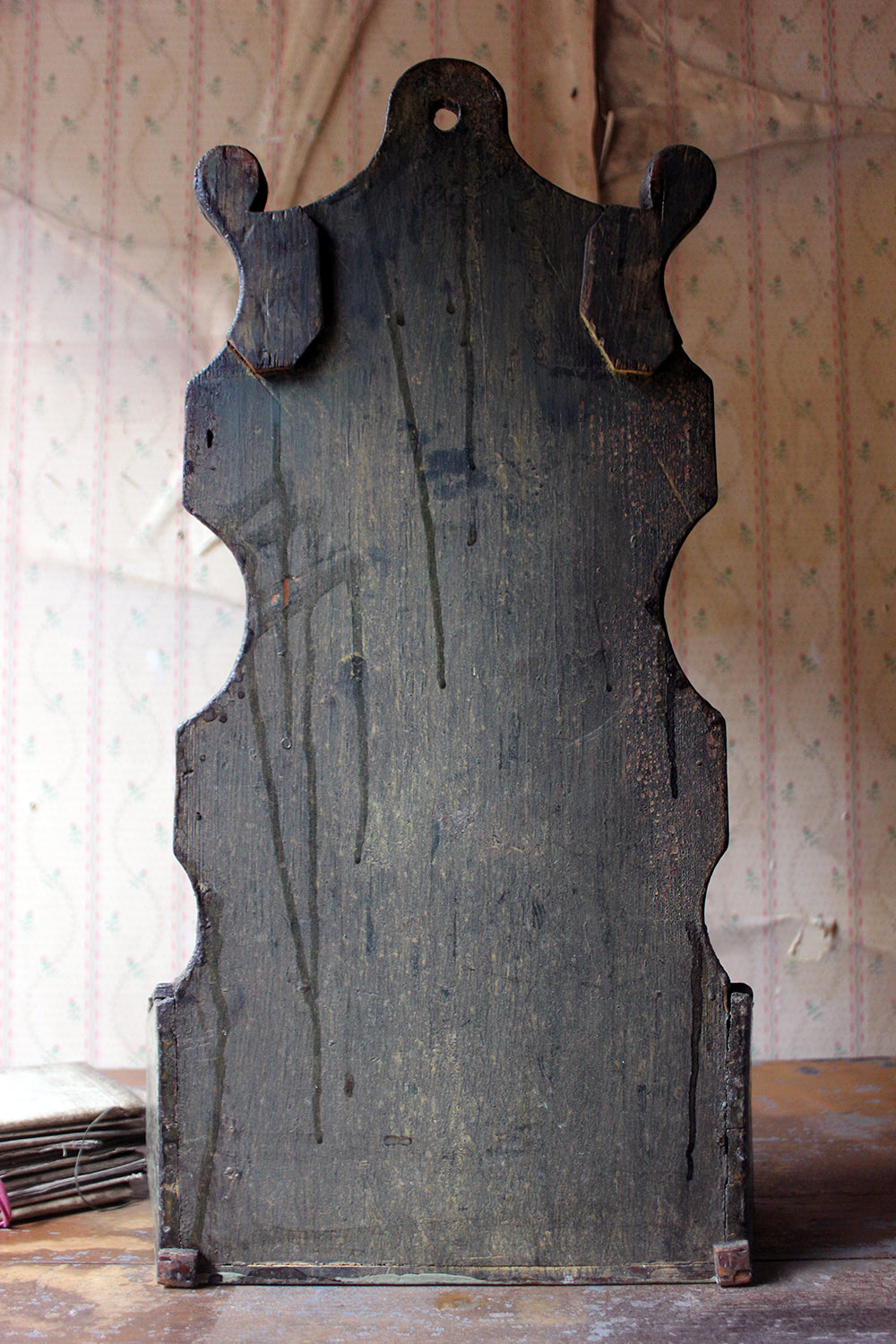 A George III Provincial Painted Oak Farmhouse Spoon Rack c.1780