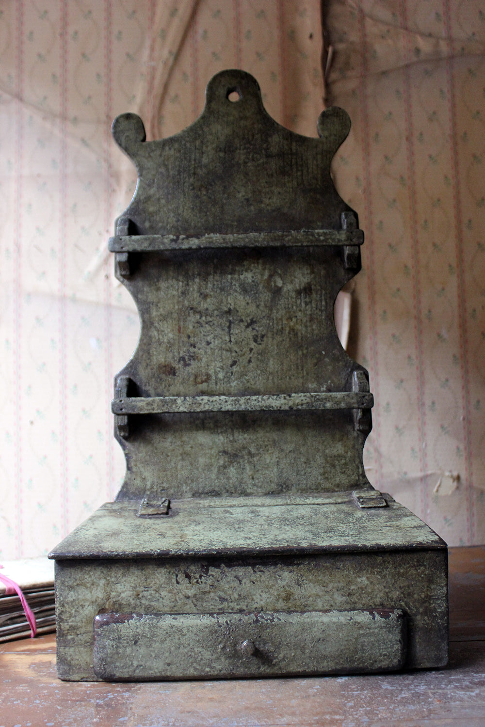 A George III Provincial Painted Oak Farmhouse Spoon Rack c.1780