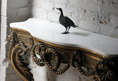 A Beautiful French Giltwood Gesso & Marble Topped Rope-Twist Console Table c.1865