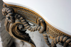 A Beautiful French Giltwood Gesso & Marble Topped Rope-Twist Console Table c.1865