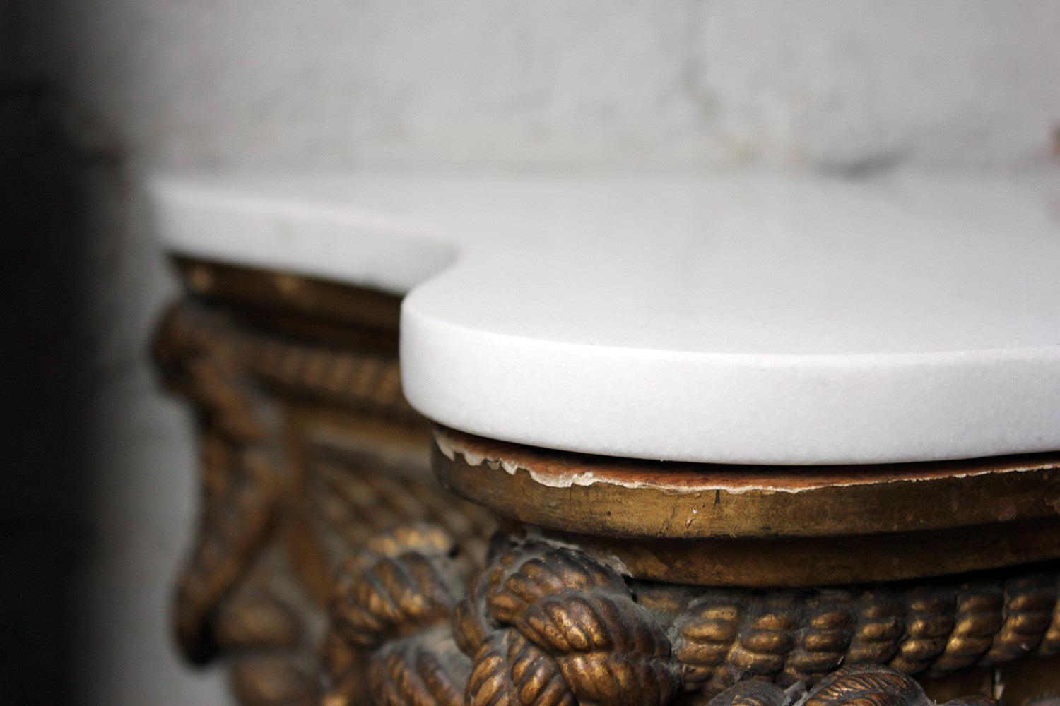A Beautiful French Giltwood Gesso & Marble Topped Rope-Twist Console Table c.1865