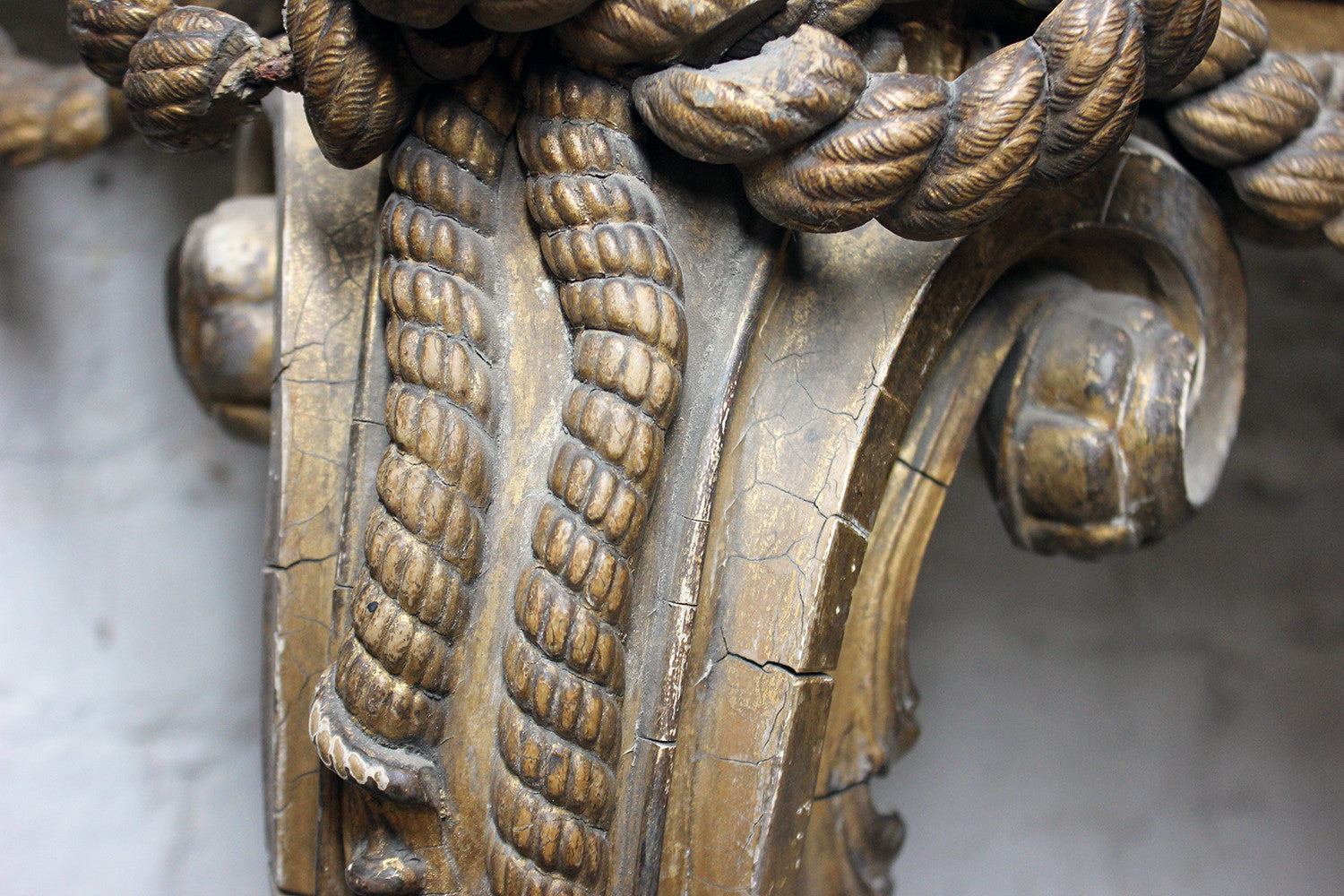 A Beautiful French Giltwood Gesso & Marble Topped Rope-Twist Console Table c.1865
