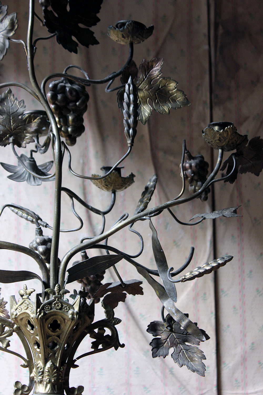 A Beautiful Large Late 19thC Naturalistic Gilt Metal Eight Sconce Candelabra c.1890