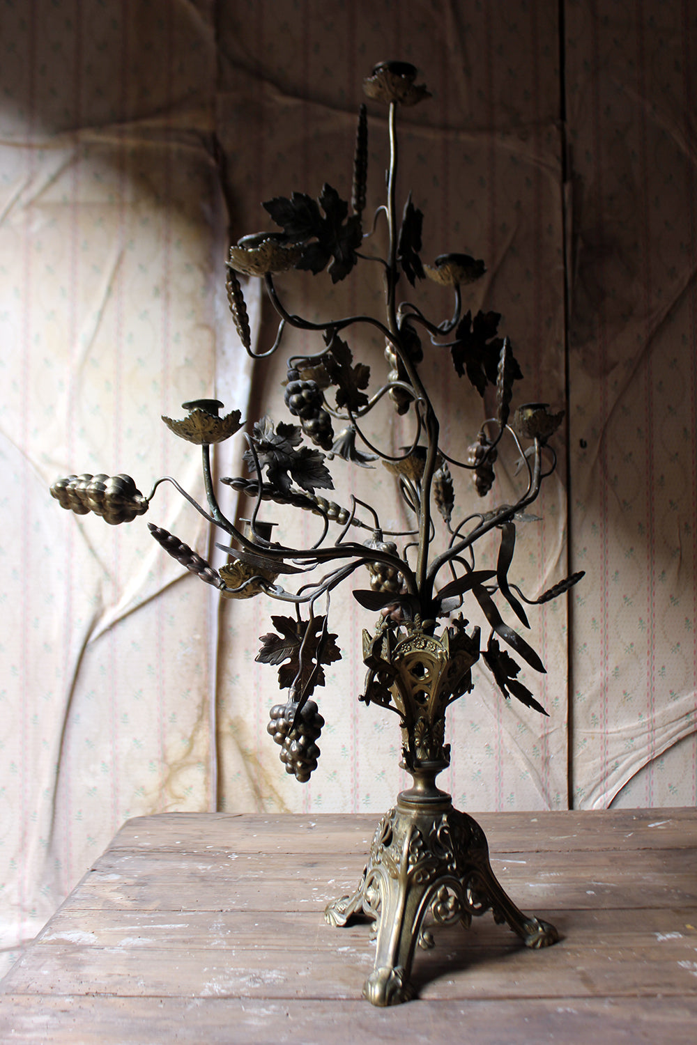 A Beautiful Large Late 19thC Naturalistic Gilt Metal Eight Sconce Candelabra c.1890