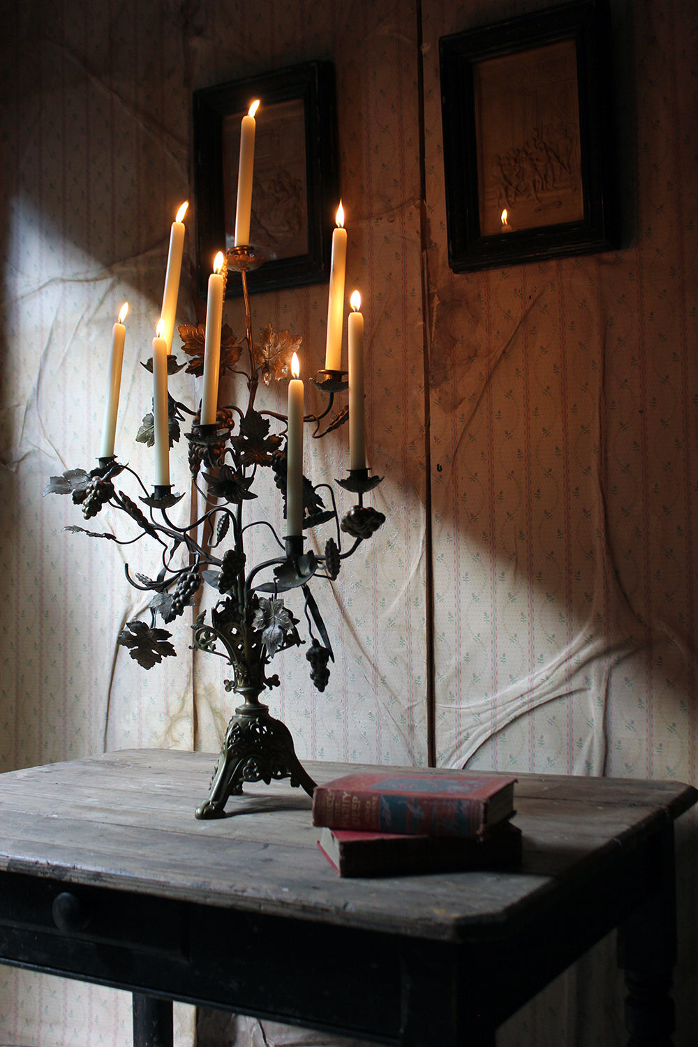 A Beautiful Large Late 19thC Naturalistic Gilt Metal Eight Sconce Candelabra c.1890