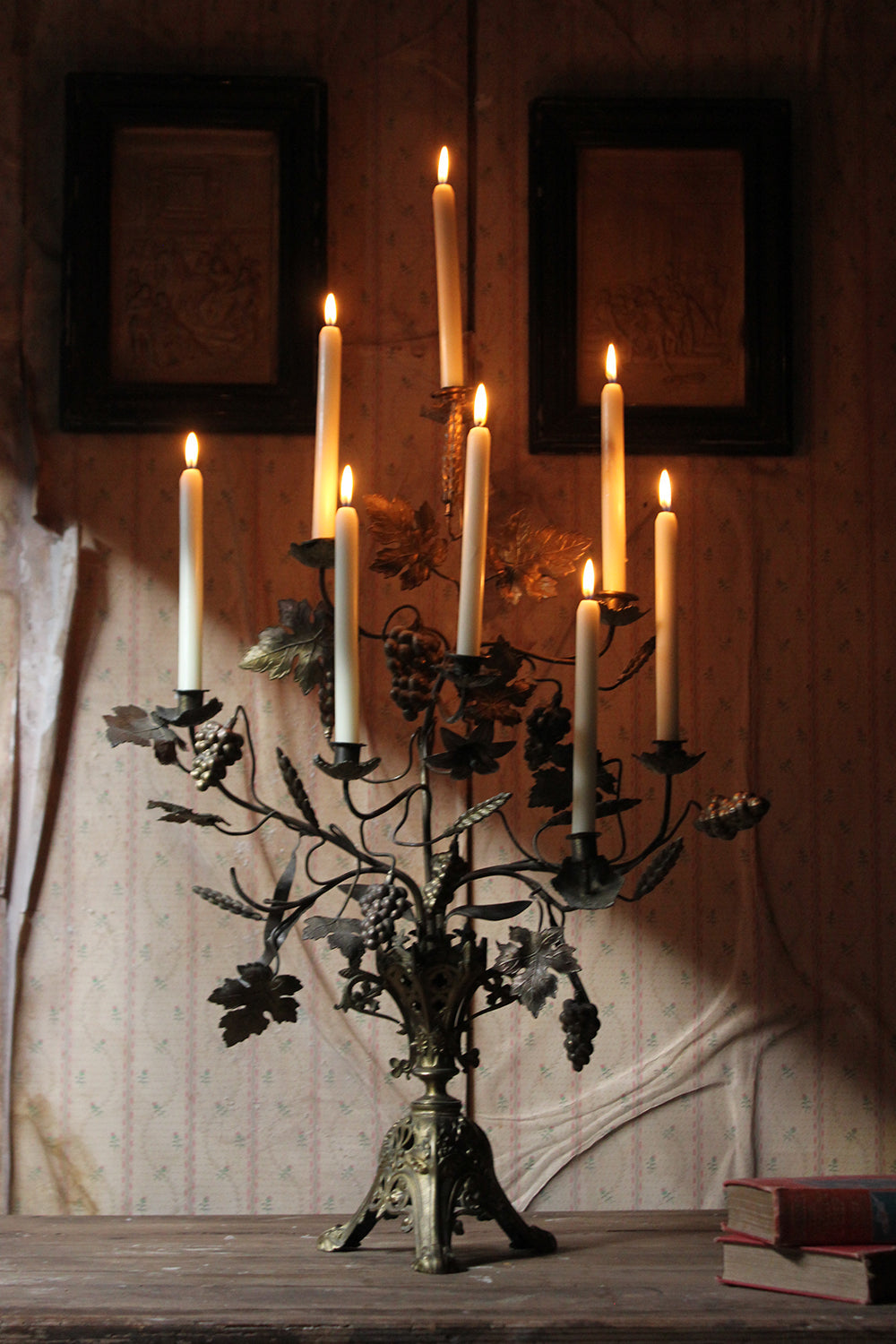 A Beautiful Large Late 19thC Naturalistic Gilt Metal Eight Sconce Candelabra c.1890