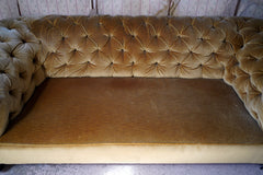 A Gold Velvet Button-Back Upholstered Victorian Chesterfield Sofa c.1880