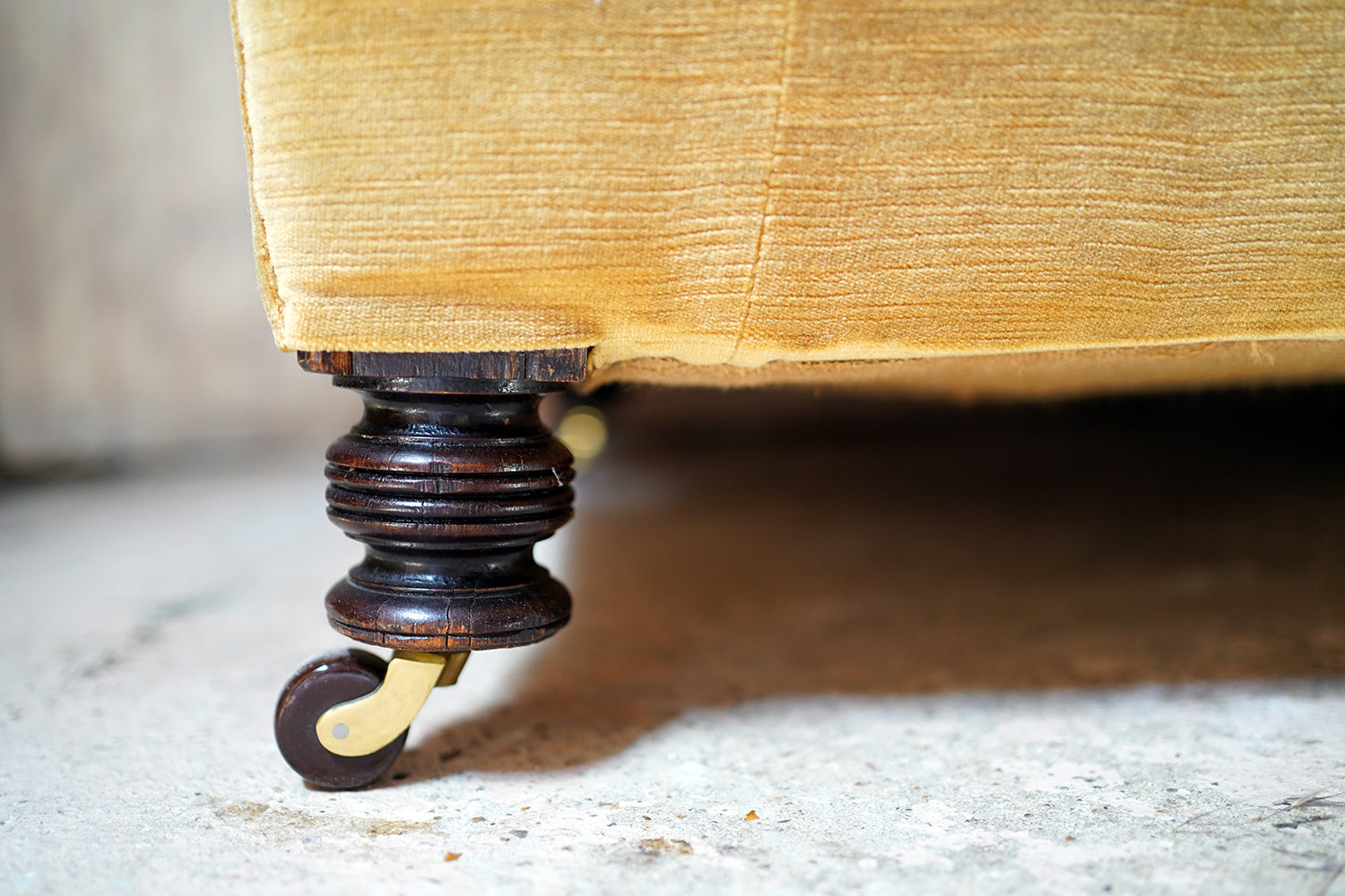 A Gold Velvet Button-Back Upholstered Victorian Chesterfield Sofa c.1880