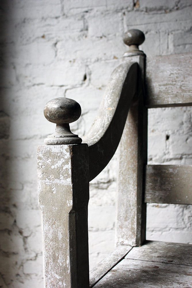 A Beautiful 19thC Ecclesiastical Gothic Revival Painted Pine Bench c.1860-70