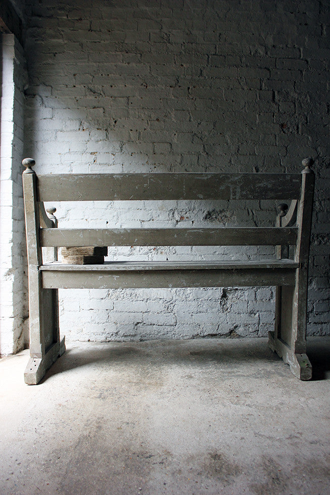 A Beautiful 19thC Ecclesiastical Gothic Revival Painted Pine Bench c.1860-70