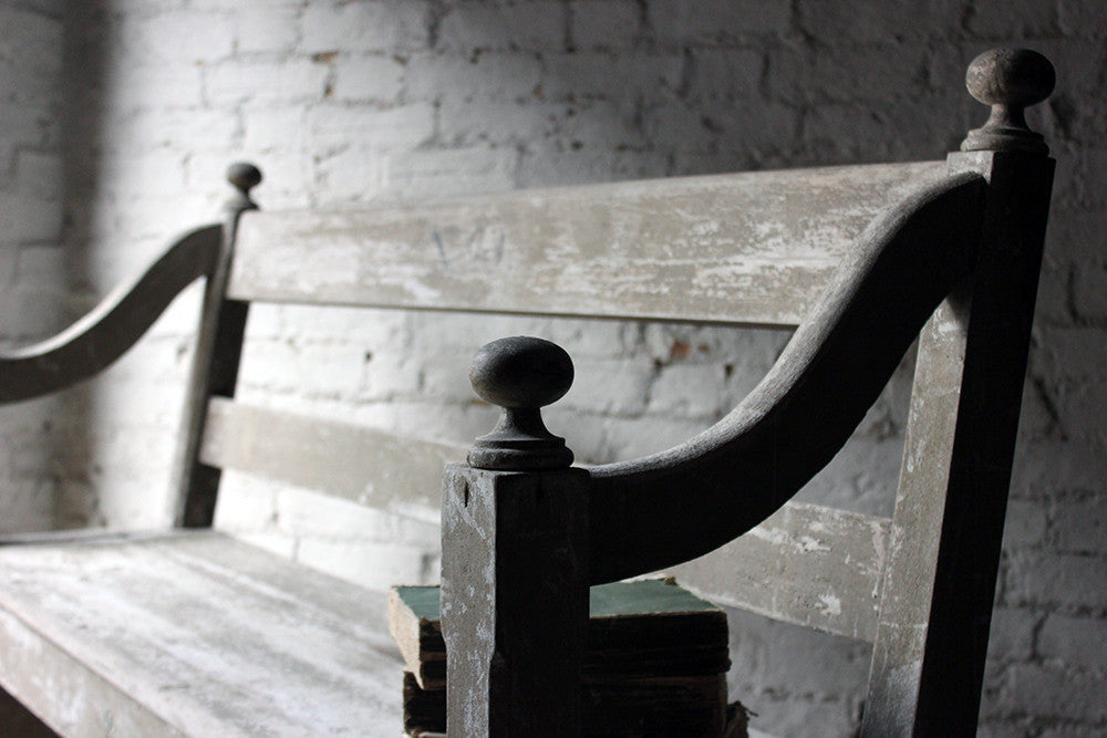 A Beautiful 19thC Ecclesiastical Gothic Revival Painted Pine Bench c.1860-70
